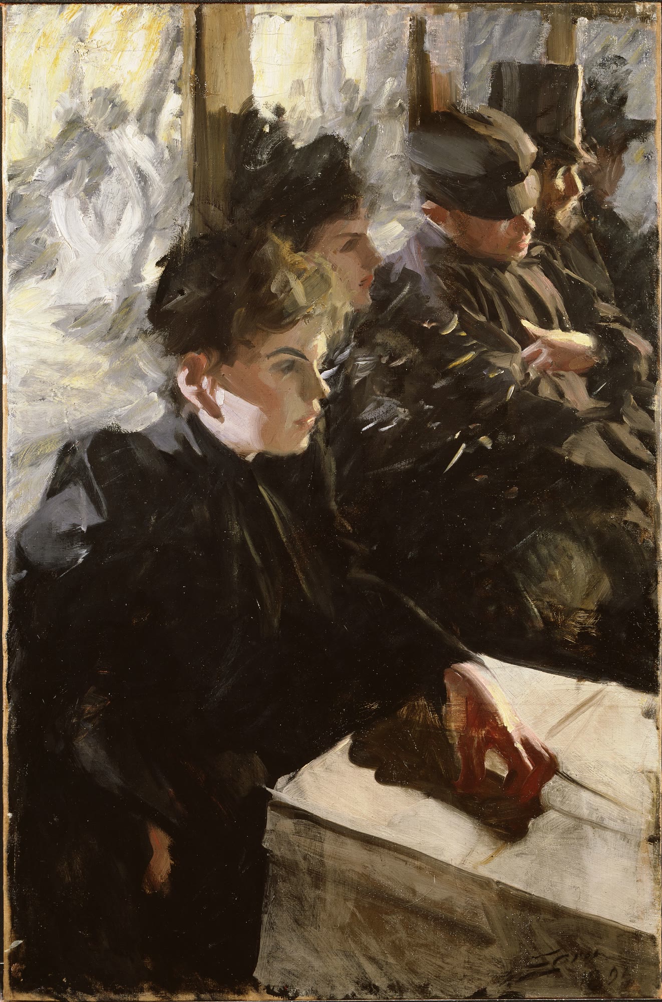 Omnibus I , omkring 1890. Olja på duk, 99,5 × 66 cm. Nationalmuseum, Stockholm.