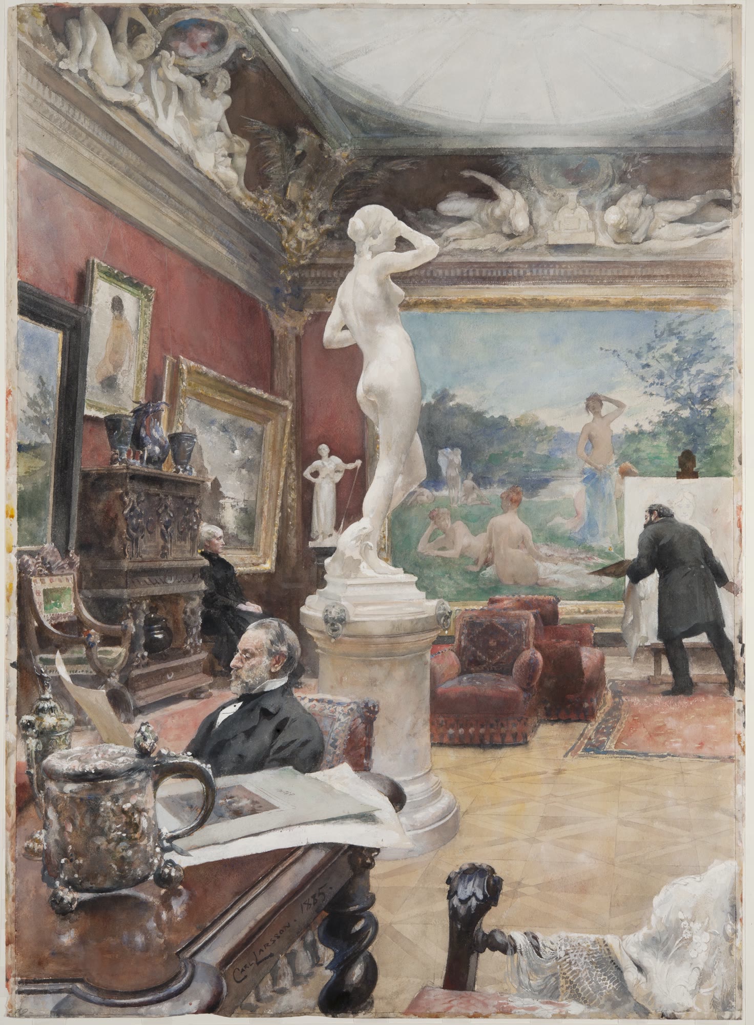 Interiör från Fürstenbergska galleriet , 1885. Akvarell och gouache på papper, 78 × 56,5 cm. Göteborgs konstmuseum, Göteborg.