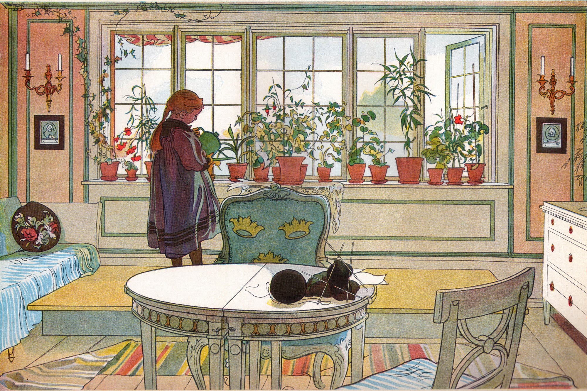 Blomsterfönstret , 1895. Akvarell på papper, 31,5 × 47 cm. Nationalmuseum, Stockholm.