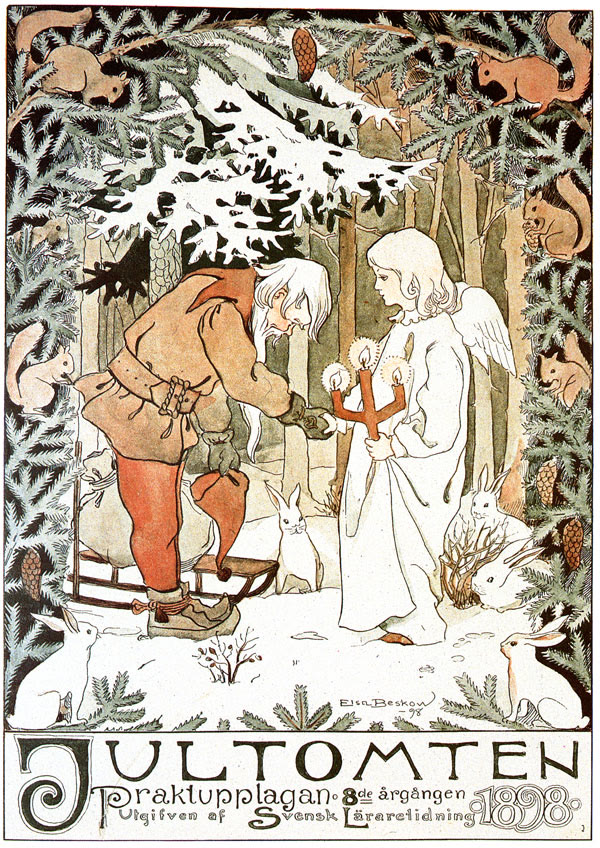 Jultomten , omslag, 1898. Tryck. Svensk Läraretidnings förlag, Stockholm.