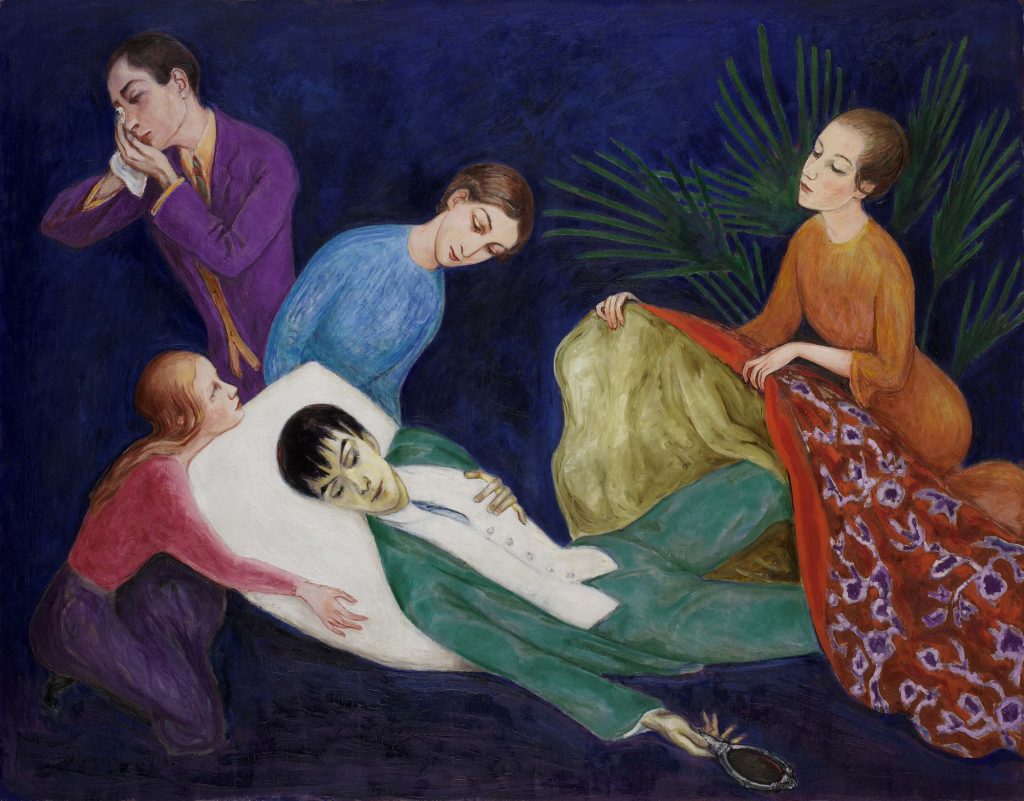 Den döende dandyn , 1918. Olja på duk, 140 × 180 cm. Moderna Museet, Stockholm.